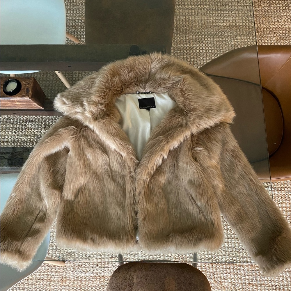 Faux fur coat by banana republic